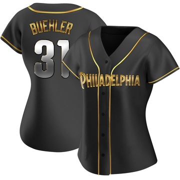 Walker Buehler Women's Replica Philadelphia Phillies Black Golden Alternate Jersey